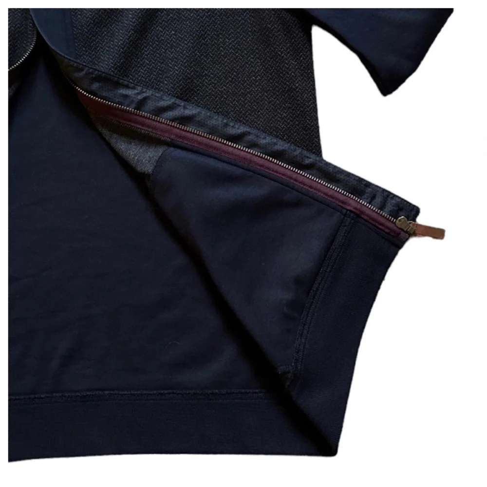 TED BAKER LONDON FULL ZIP MEN’S COTTON BOMBER STYLE KNITWEAR JACKET NAVY GRAY - Picture 11 of 12